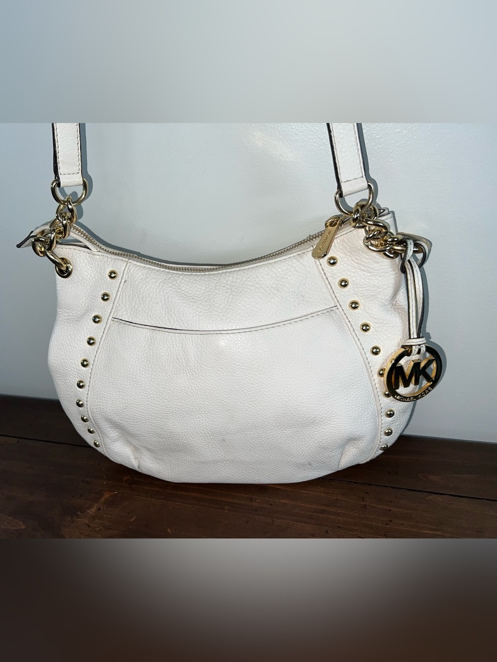 Michael Kors Middleton Studded Hobo Bag craftedvanilla/cream pebbled leather